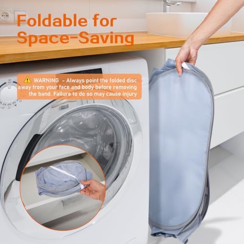Durable Collapsible Foldable Pop Up Laundry Hamper, Sturdy 3 Compartments, Handy Pocket & Easy to Sort Clothes Hampers for Dorm, Kids Room, Travel - Grey - Image 6