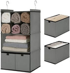 GRANNY SAYS 4-Shelf Hanging Closet Organizer with Drawer, Foldable Storage | Dividers Closet Hanging Organizer, No-Sag Support, Keeps Clothes Neat, Folds Flat, Fits RV, Dorm & Small Closets, Grey by GRANNYSAYS
