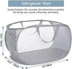 3 Pack Collapsible Laundry Baskets, Foldable Laundry Basket with Pocket, Mesh Pop Up Hampers, Reinforced Handles Dirty Clothes Hamper for Laundry, Bedroom, Bathroom, Dorm, Travel or Camping Grey - Image 3