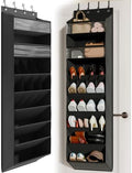 Mefirt 16-20 Pairs Over the Door Shoe Organizer, Clear Pockets Shoe Rack for Closet Door, Hanging Shoe Rack for Boots, Behind the Door Shoe Holder Fit All the Family's Sneakers, Boots, Heels, Black by Mefirt