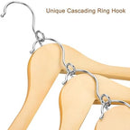 Topia Hanger Space Saving Cascading Wooden Hangers 30 Pack, Coat Hanger with 360° Swivel Loop Hook, Non Slip Pants Bar and Shoulder Notches for Camisole, Jacket, Suit, Clothes Hangers -CT74N30 - Image 3