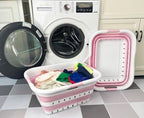 SAMMART Pack of 2 Collapsible Plastic Laundry Basket & Clothes Hamper, Comfort Non-Slip Handle, Foldable Storage Organizer with Space Saving Design, Portable Pop Up Container for Indoor and Outdoor - Image 3