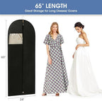 Dress Bags for Gowns, 65'' Long Garment Bags for Hanging Clothes, Dress Garment Bag, Black Dress Bag with Clear Window for Dresses, Coats, Uniforms（2 Packs） - Image 2