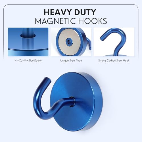 Neosmuk Magnetic Hooks Steel Tube Design for Cruise,130lb+ Navyblue,10 Pack - Image 6