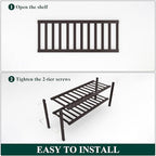 Smiry Bamboo Shoe Rack, 12 Vertical Slats, 2 Tier - 26.8" Wide, Brown - Image 6