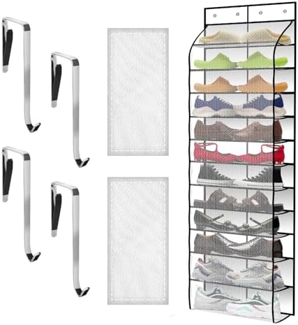 Kotkn Over The Door Shoe Organizer with 12 Large Breathable Pockets - Durable Hanging Storage for the Entire Family's Shoes (White) by Unknown
