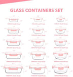 KOMUEE 30 Pieces Glass Food Storage Containers Set, Pink - Image 2