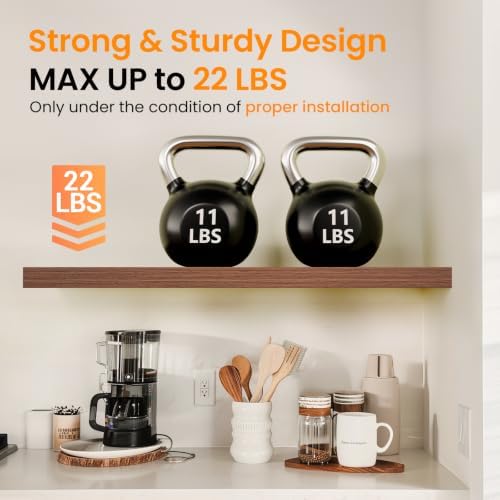 BAYKA Walnut-Like Floating Shelves 22.5in, 2 Pack, Wall Mounted Wall Decor - Image 5