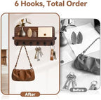 Key Holder for Wall, Mail Organizer Wall Mount with 6 Hooks Wooden Hanging Key Rack for Home Decor, Hallway, Entryway (Brown) - Image 3