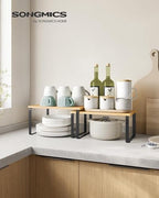 SONGMICS Cabinet Organizer Shelf, Set of 4 Spice Rack, Kitchen Storage - Image 2