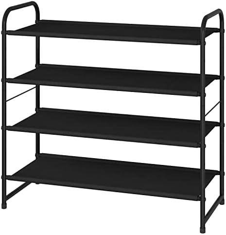 Simple Trending 4-Tier Stackable Shoe Rack, Expandable Shoe Shelf, Black by SimpleTrending