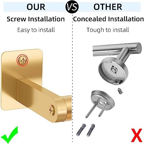 Bathroom Towel Bar, 24 Inch Towel Racks for Bathroom Wall Mounted, Heavy Duty Bath Hand Towel Holder Organizer, Modern Home Decor Towel Rod Bathroom Hardware Accessories, Gold - Image 2