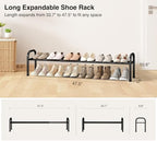 STO STO Long Expandable Shoe Rack 1-Tier, Adjustable Length 33.7”–47.5” Shoe Organizer, Metal Shoes Storage Shelf, Holds Up to 12 Pairs, Non-Slip Feet, for Closet, Entryway, Hallway, Front Door, Black - Image 4
