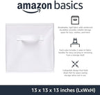 Amazon Basics Collapsible Fabric Storage Bins with Handles, Cube Organizer, 13"x13"x13", White, 6-Pack - Image 2