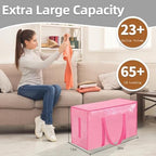 12 Pack-Extra Large Heavy Duty Moving Bags - Waterproof Storage Totes with Handles & Zippers, Foldable for College Dorm, Storage (Pink) - Image 3
