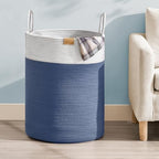 Nunsino Laundry Hamper 95L,Large Laundry Basket for Clothes,Decorative Storage Basket for Blankets,Cotton Rope Woven basket for bedroom,Navy Blue by Nunsino