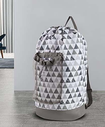 Dalykate Backpack Laundry Bag, Laundry Backpack with Shoulder Straps and Mesh Pocket Durable Nylon Clothes Hamper Bag with Drawstring Closure for College, Travel, Laundromat, Apartment - Image 6