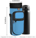 Nuovoware Water Bottle Carrier Bag, 25oz/32oz Bottle Pouch Holder, Adjustable Shoulder Hand Strap 2 Pocket Sling Neoprene Sleeve Sports Accessories for Hiking Travelling Camping, Azure Blue - Image 4