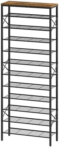 YATINEY 12 Tier Shoe Rack, Large Capacity Shoe Storage Organizer Holds 48 Pairs, Sturdy and Stable, for Entryway, Hallway, Closet, Dorm Room, Rustic Brown SS12BR by Yatiney