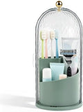 Toothbrush Holder with Cover for Bathroom Countertop, Organizer, Green by rejomiik