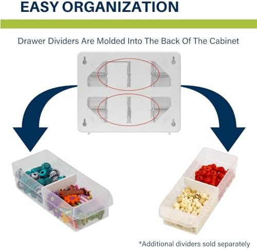 Akro-Mils 16-Drawer Plastic Drawer Storage Cabinet for Garage Organization, Beads, Makeup Organizer, Building Bricks Storage, Teacher Toolbox, 10-1/2-Inch W x 6-1/2-Inch D x 8-1/2-Inch H, 10116 White - Image 5