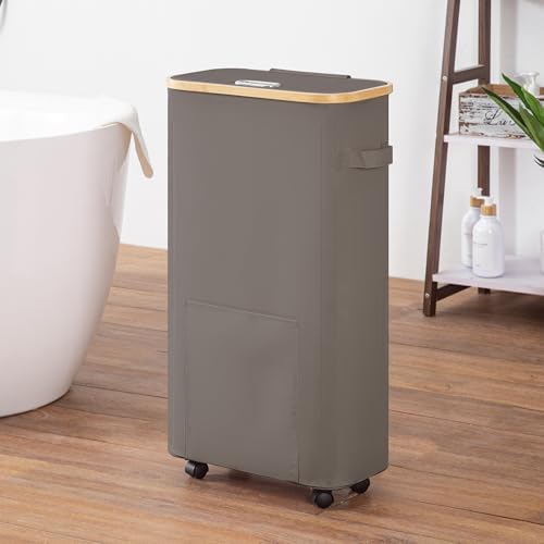 Vincona Laundry Basket with Wheels, Tall Dirty Clothes Hamper on Wheels, Rolling Laundry Hamper with lid for Dorm, Bedroom and Bathroom - Image 5