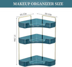 INVSSENE Corner Bathroom Countertop Organizer, Vanity Organizer Trays for Counter, Makeup Organizers, Perfume Tray, Skincare Shelf Storage Gifts for Women Girl Student (Blue, 3 Tiers) - Image 4