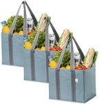 VENO 3 Pack Heavy Duty Reusable Grocery Shopping Bags Utility Tote by Veno