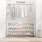 Bumusty 4 Tier Long Expandable Shoe Rack for Closet, White - Image 2