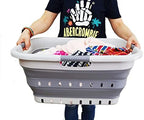 SAMMART 41L (10.8 gallon) Set of 2 Collapsible 3 Handled Plastic Laundry Basket-Foldable Pop Up Storage Container/Organizer-Space Saving Hamper/Basket (2, Grey/Dark Grey) - Image 7