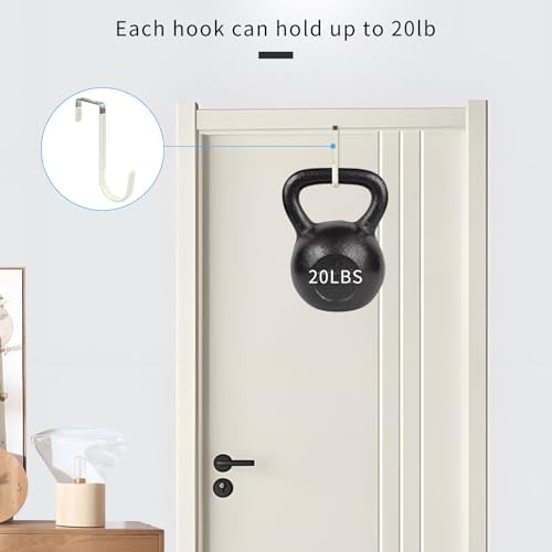 FYY Over the Door Hooks, Single-Hanger 4 Pack, Fits Doors 1 3/8" Beige - Image 4