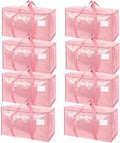 TICONN 8 Pack Extra Large Moving Bags Heavy Duty with Zippers & Carrying Handles, Durable Storage Bags Moving Boxes for Closet Organizers and Storage (8 Pack, Coral) by TICONN