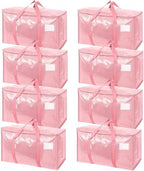 TICONN 8 Pack Extra Large Moving Bags Heavy Duty with Zippers & Carrying Handles, Durable Storage Bags Moving Boxes for Closet Organizers and Storage (8 Pack, Coral) by TICONN