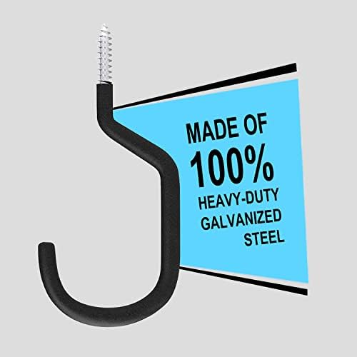 SMARTOLOGY Extra-Large Bike Hook, Bicycle Storage Hanger, Rubber Coated Heavy Duty Screw-in Ceiling Hooks for Tools, Garage Wall Organizer, 4 Pack, Fits All Bike Types, Vertical Bike Racks & Stands - Image 4