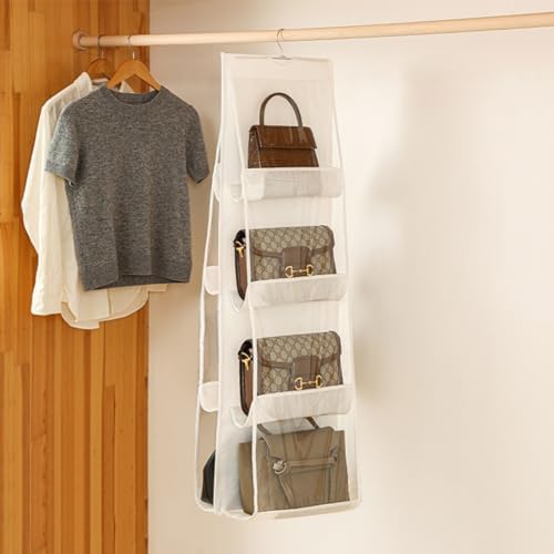 HAN SHENG 8-Pocket Clear Hanging Organizer, Handbag Storage, White, 1 Pack - Image 4