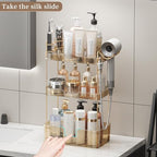 YCIA&DONE Luxury Bathroom Counter Organizer, Large Makeup Organizer Countertop, Shelf Organizer, Vanity Tray, Easily Assemble for Bathroom Organizers and Storage, Undersink, Cabinet,3 Tiers Amber - Image 5