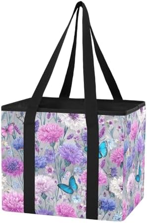 Trunk Organizer Collapsible Car Organizer with Handle Car Storage Box Bin for Groceries SUV Utility Tote Bag Portable Vehicle Container White Carnation Butterfly Cornflower by WelcometoElliTarr