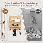 Mail and Key Holder, Wall Key Holder with 2 Mail Organizer Slot and 3 Hooks - Image 2