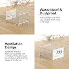Foluck X-Large Shoe Storage Box, 15 Pack Clear Plastic Stackable Shoe Organizer for Closet, Interlocking Design Shoe Container Bins for Sneakers, Foldable Shoe Rack with Lids, White - Image 6