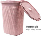 Mind Reader Slim Laundry Hamper with Lid, 60L Tall Clothes Basket, Narrow Tapered Design for Bathrooms, Closets and Laundry Rooms, Plastic, 2 Pack, Pink - Image 5