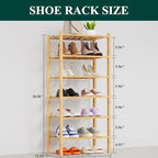 Smiry Bamboo Shoe Rack, 8 Vertical Slats, 6 Tier - 17.3" Wide, Natural - Image 2