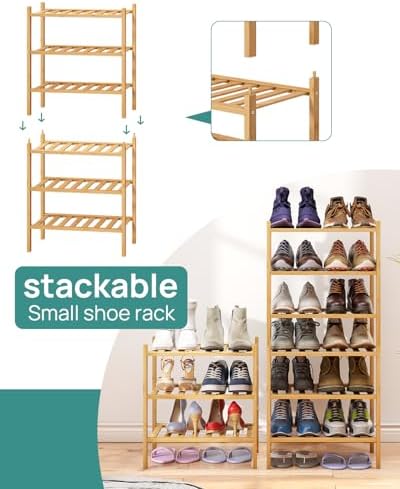 viewcare Small Shoe Rack, 3-Tier Shoe Rack for Entryway, Bamboo Wood Shoe Shelf for Closet & Hallway, Long 17.2IN | Beautiful | Functional | Sturdy | Durable - Image 5