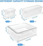 POMEAT 10 Pack Fridge Organizer, Stackable Refrigerator Organizer Bins with Lids, Produce Fruit Storage Containers for Storage Clear for Food, Drinks, Vegetable Storage - Image 3