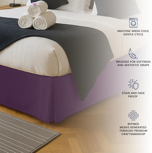 Queen Bed Skirt, Hides Under-Bed Storage 16 Inch Drop, Pleated, Purple - Image 5