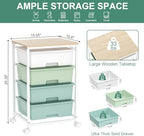 SYKIARIOL Rolling Cart with Drawers, 4-Drawer Utility Cart, Green - Image 3