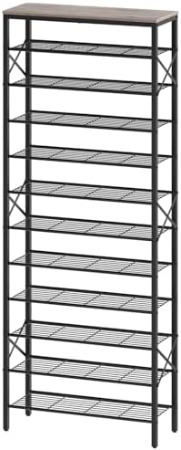 YATINEY 12 Tier Shoe Rack, Large Capacity Shoe Storage Organizer Holds 48 Pairs, Sturdy and Stable, for Entryway, Hallway, Closet, Dorm Room, Greige and Black SS12BG by Yatiney