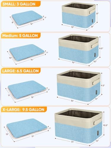 BALEINE 1 Pack Fabric Closet Storage Bins for Shelves, Linen Closet Organizers and Storage, Decorative Baskets for Organizing, Shelf, Clothes, Home, Office (Skyblue, 15''x11''x9.5'') - Image 2