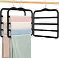 4 Tier Velvet Pant Hangers, 2 Pack Non Slip Multi Layer Closet Organizers | Space Saving Black Storage Hangers For Jeans, Leggings, Scarves,Skirts, Ideal For Dorm Rooms, Apartments, RVs Or Small Closet by FATHITA