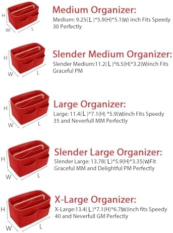 LEXSION Felt Purse Organizer Insert, Tote Bag Shaper Dividers with 5 Sizes - Image 6