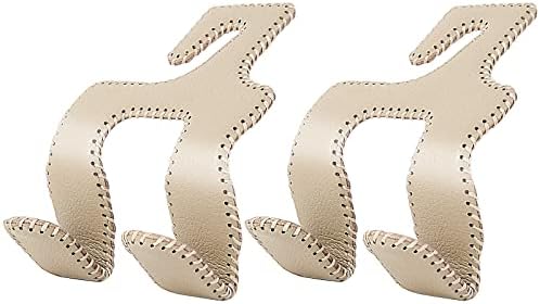 Car Headrest Hooks for Purses and Bags, Upgraded 2 in 1 Cars Back Seat Head Rest Hanger Vehicle Leather Organizer Storage Holder Hook Matching Cars Interior, 2-Pack, Beige by LANVRION